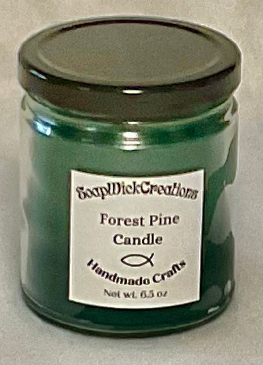 Photograph of a Forest Pine green candle with pine scent