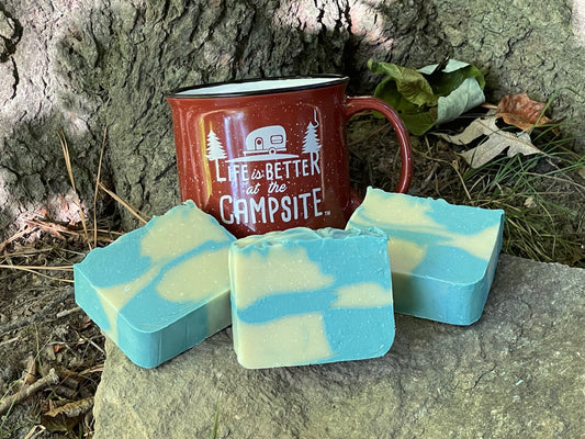 Picture of blue and light  green Citronella soap