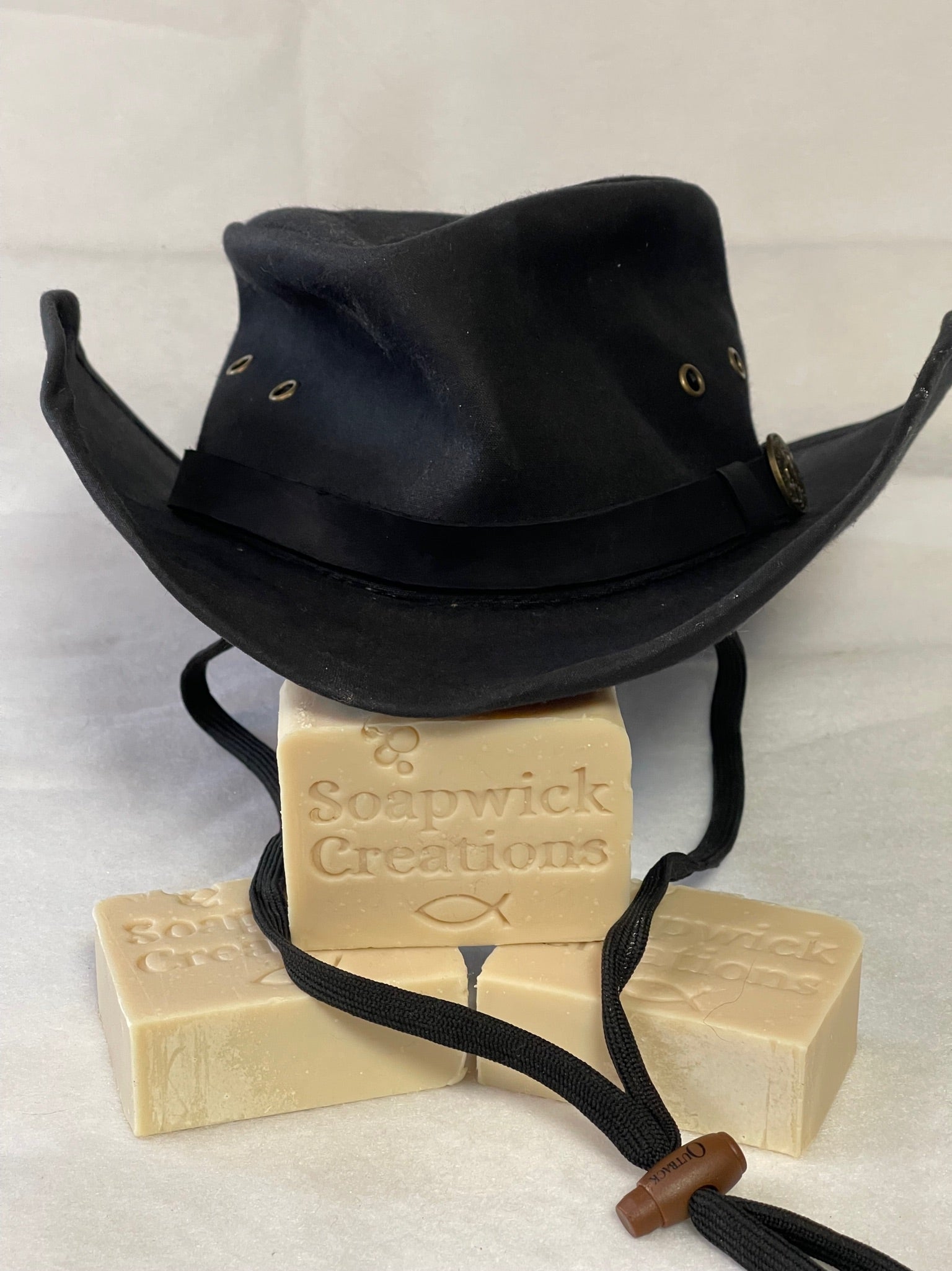 Picture of cowboy, clean soap with a cowboy hat