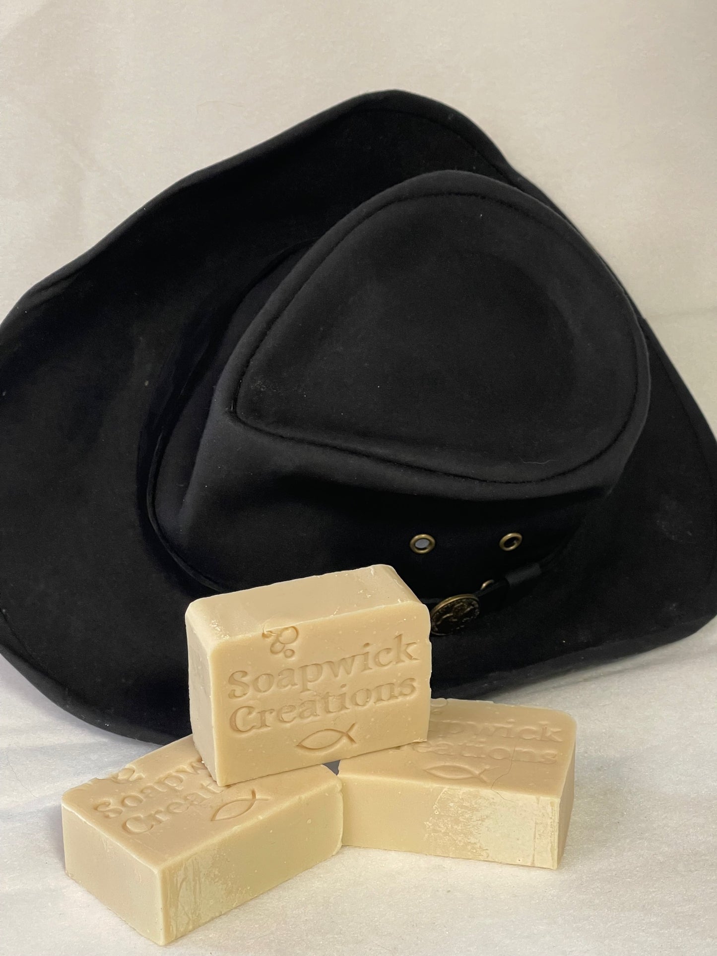 Picture of cowboy, clean soap with a cowboy hat