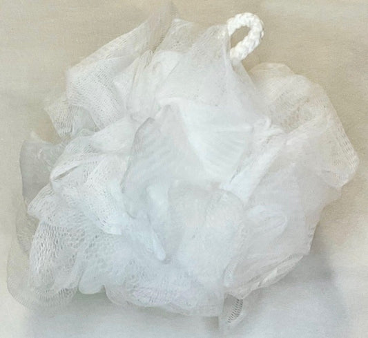 Picture of a white 6 inch loofah